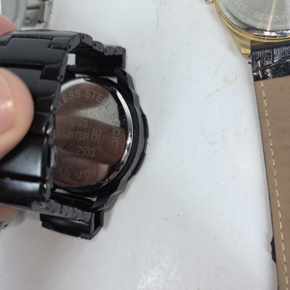 Vtg Watch Lot of 5 Mens Rocawear Time Piece Silver Black Leather Wrist Watches - Picture 11 of 14